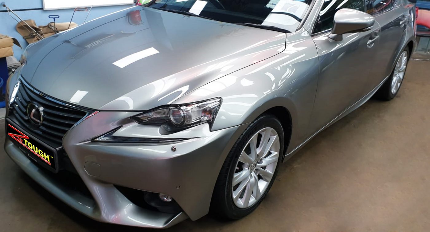 The Lexus IS200t from a side angle after the titanium coating.