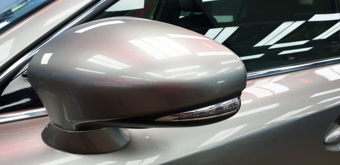 Side panel of the Lexus IS200t with the titanium finish locked in.