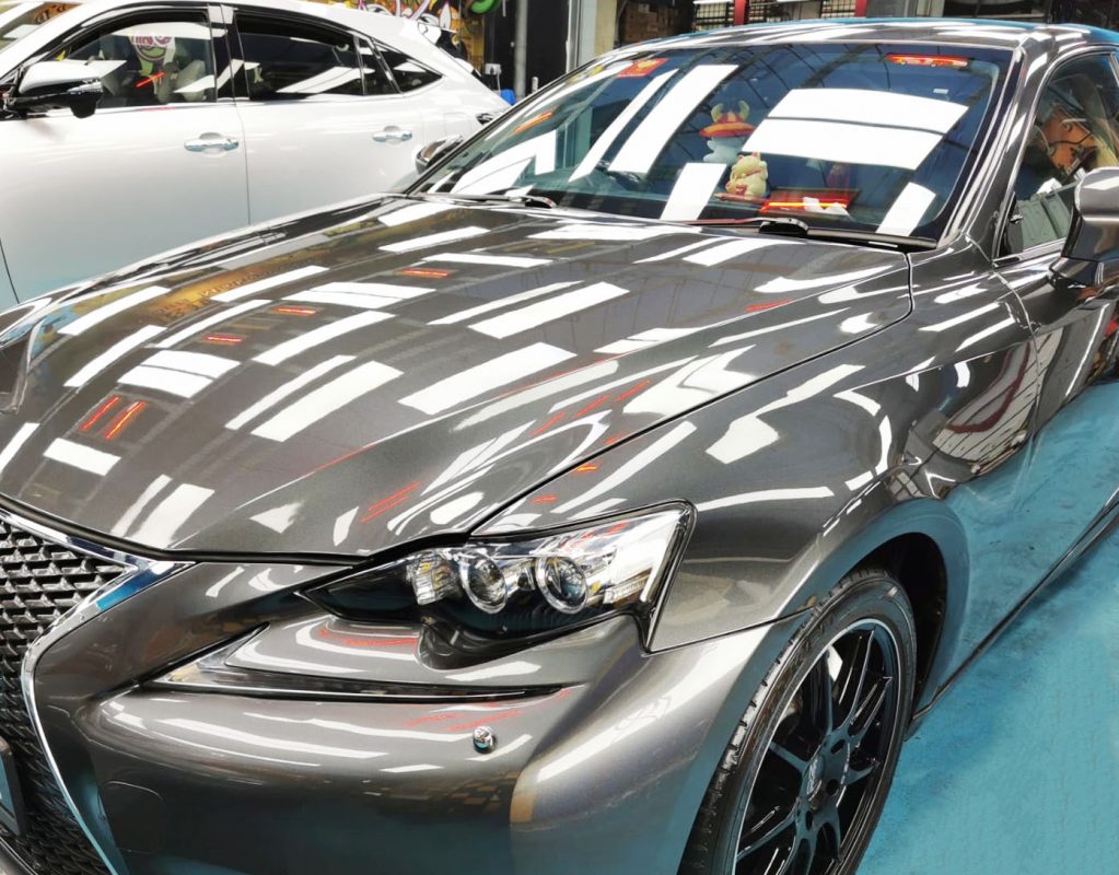 The Lexus IS300h from a side angle after the titanium coating.