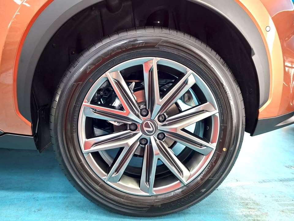 Multi-spoke alloy wheel on the Lexus LBX.