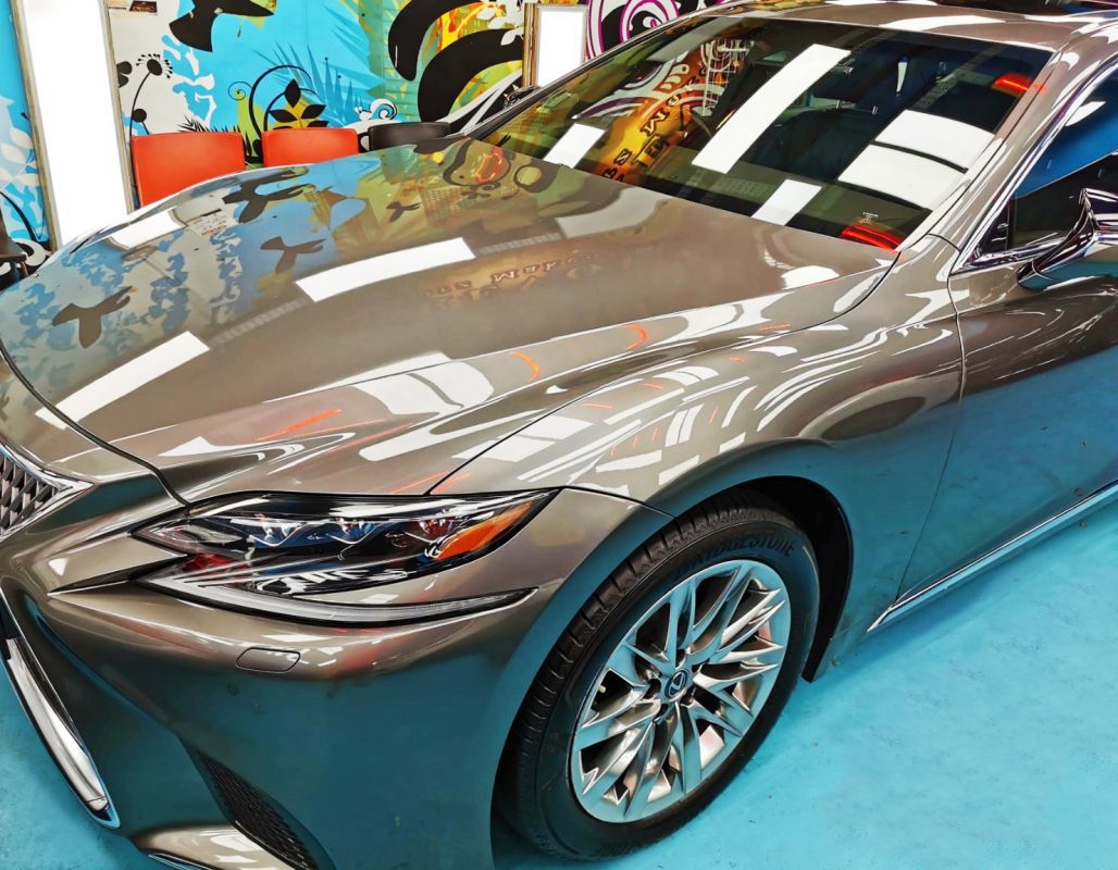 The Lexus LS350 from a side angle after the titanium coating.