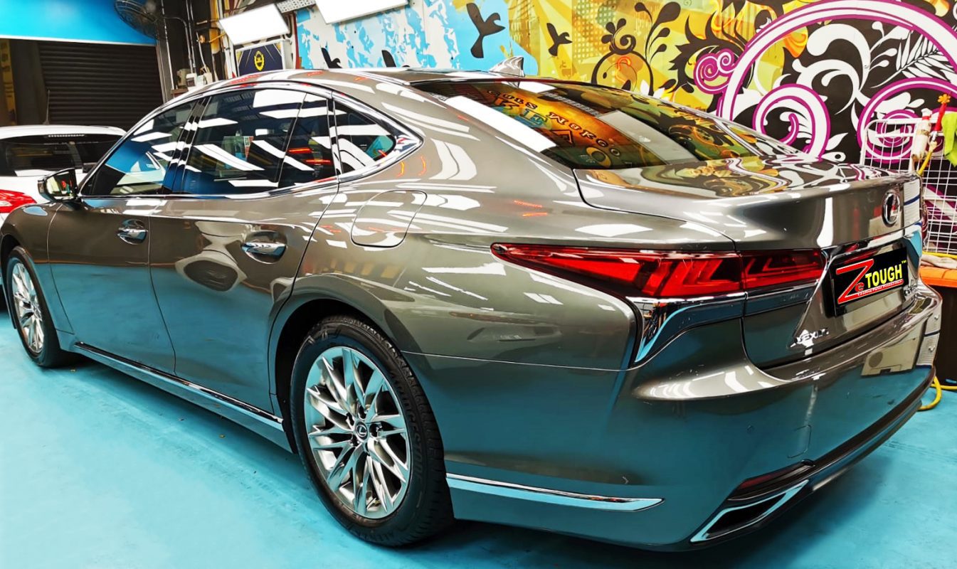 Rear quarter of the Lexus LS350, glossy and protected.
