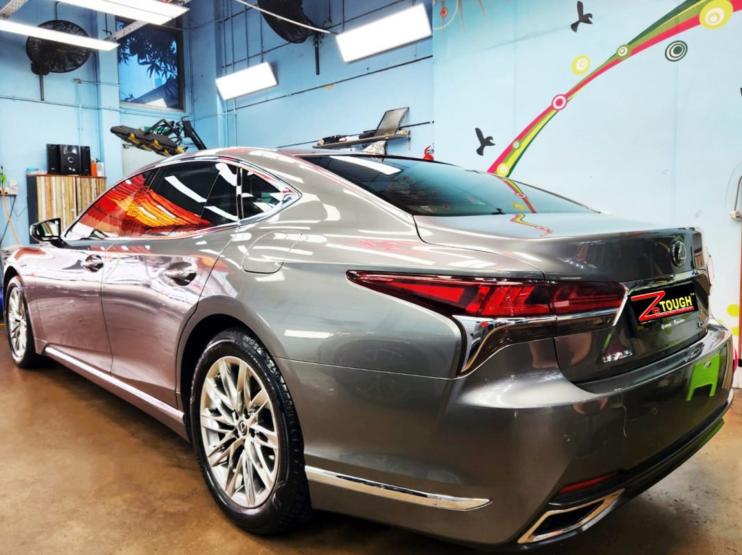 Rear quarter of the Lexus LS350, glossy and protected.