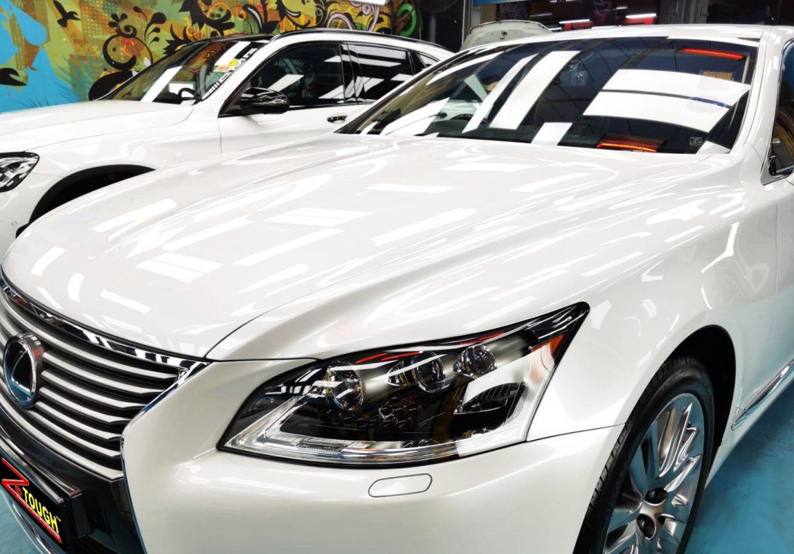 The Lexus LS460 from a side angle after the ceramic coating.