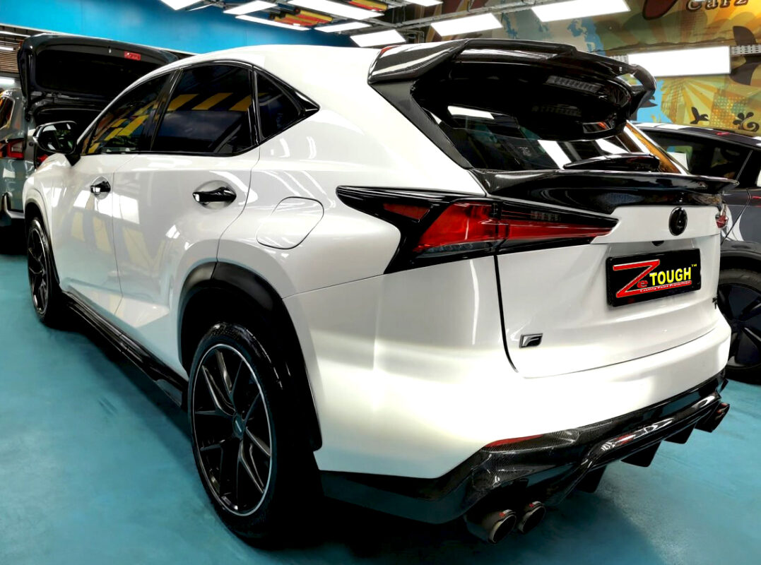 The coated paintwork of the Lexus NX300, clean and sharp.