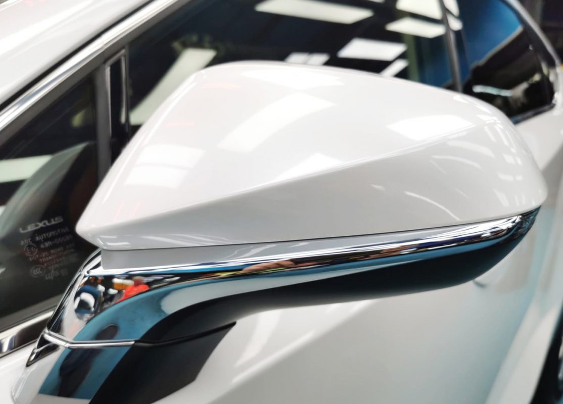 Side panel of the Lexus NX300 with the titanium finish locked in.
