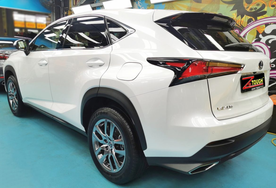 Rear quarter of the Lexus NX300, glossy and protected.