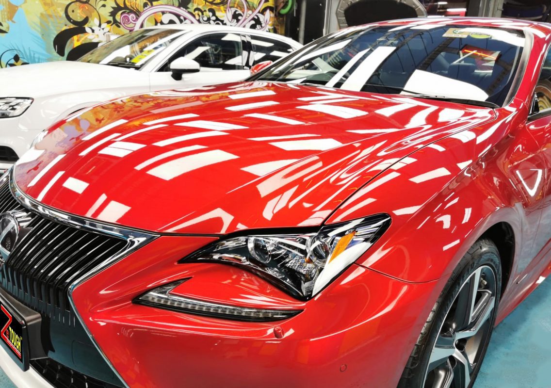 The Lexus RC200T from a side angle after the ceramic coating.