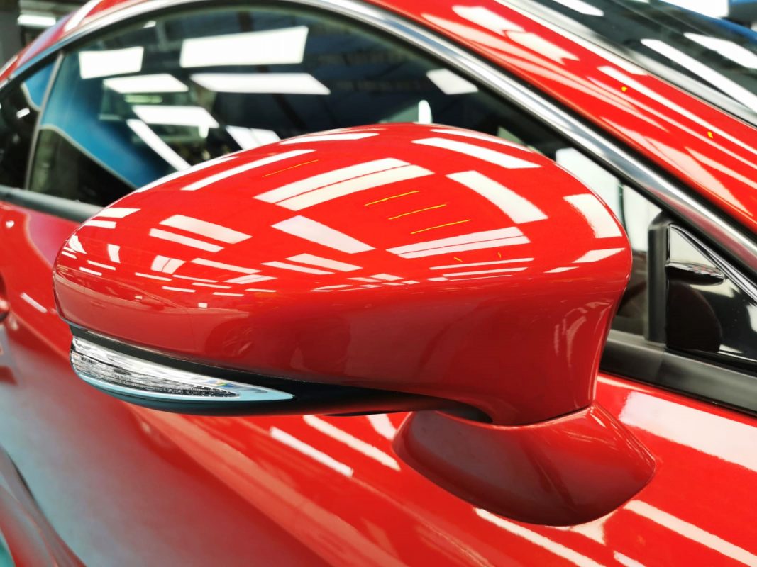 Side panel of the Lexus RC200T with the ceramic finish locked in.
