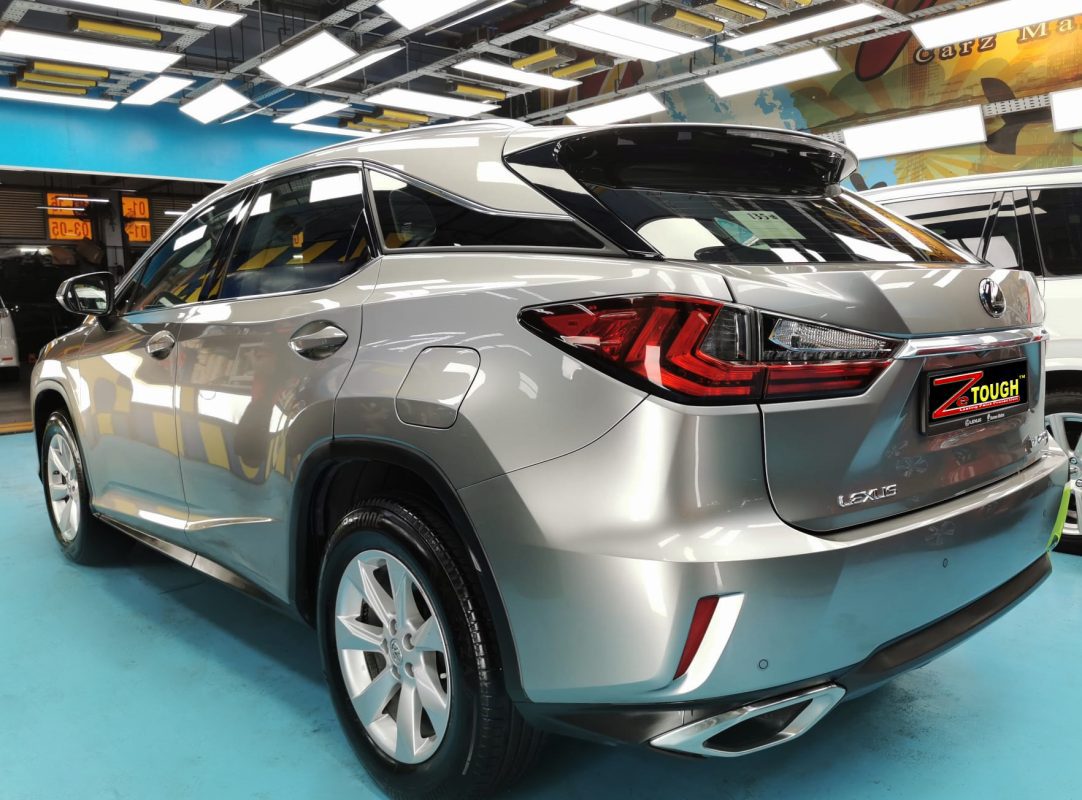 Rear quarter of the Lexus RX200T, glossy and protected.