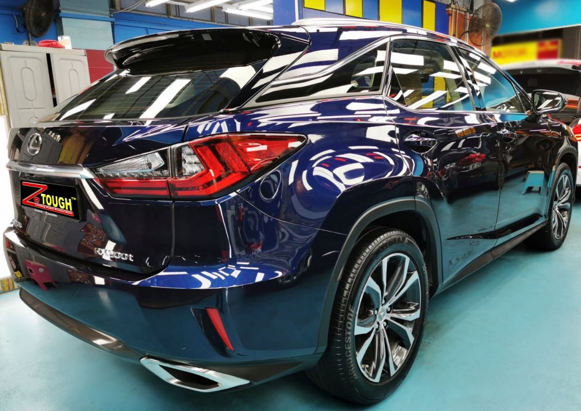 Rear quarter of the Lexus RX200T, glossy and protected.