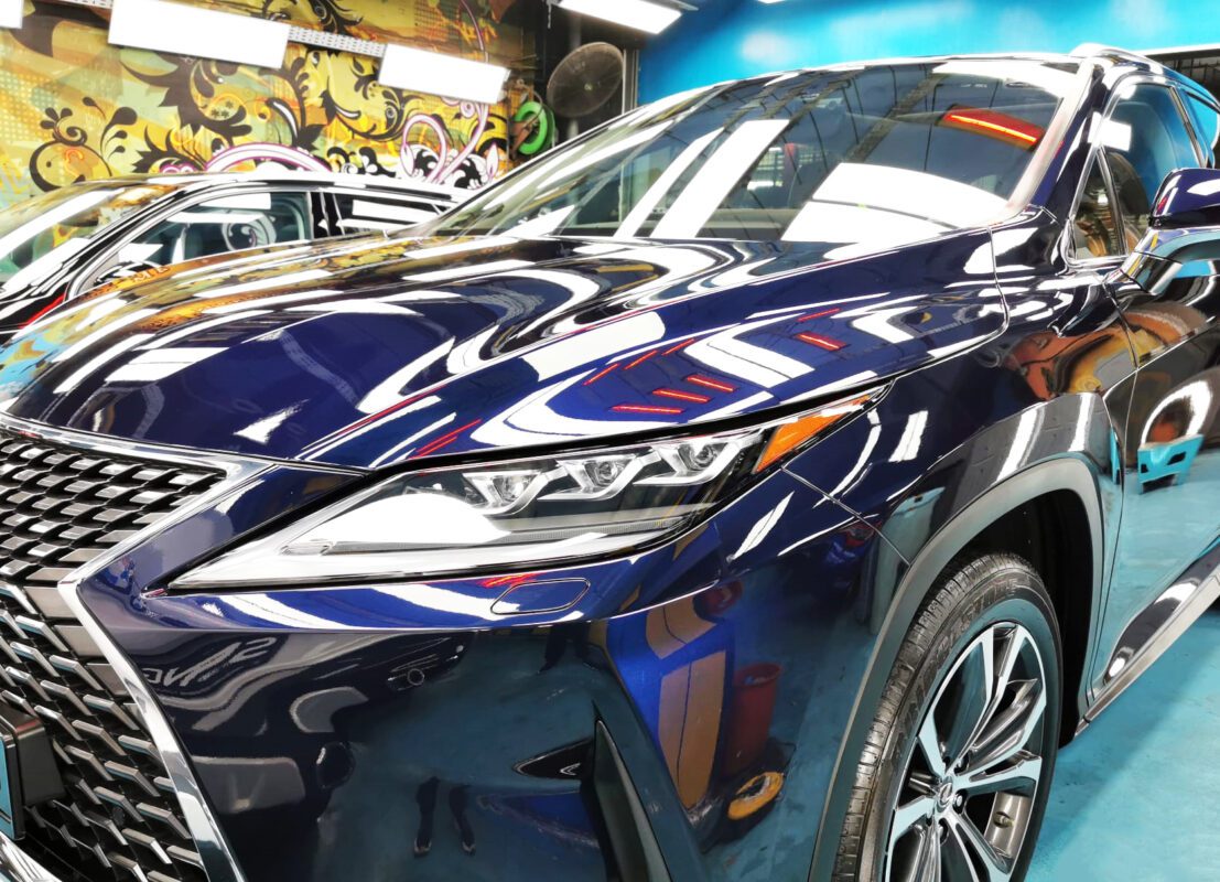 The Lexus RX300 from a side angle after the titanium coating.