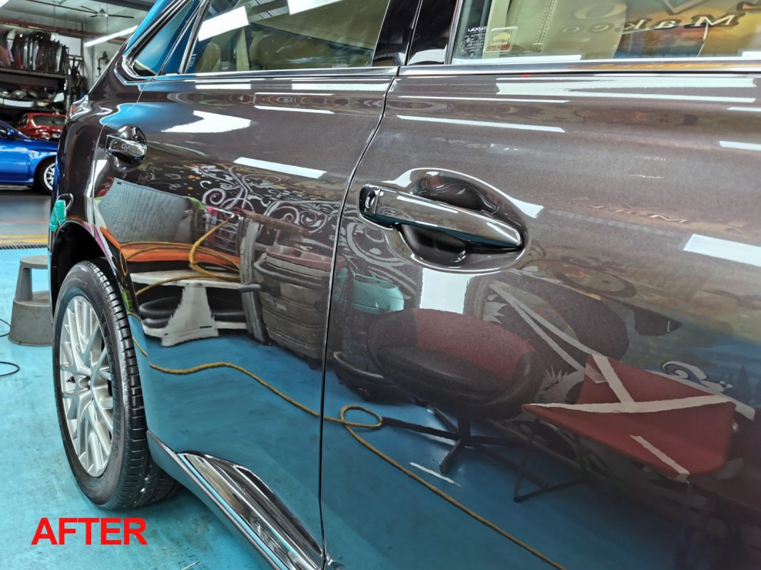 Glossy body panels on the resprayed RX350.