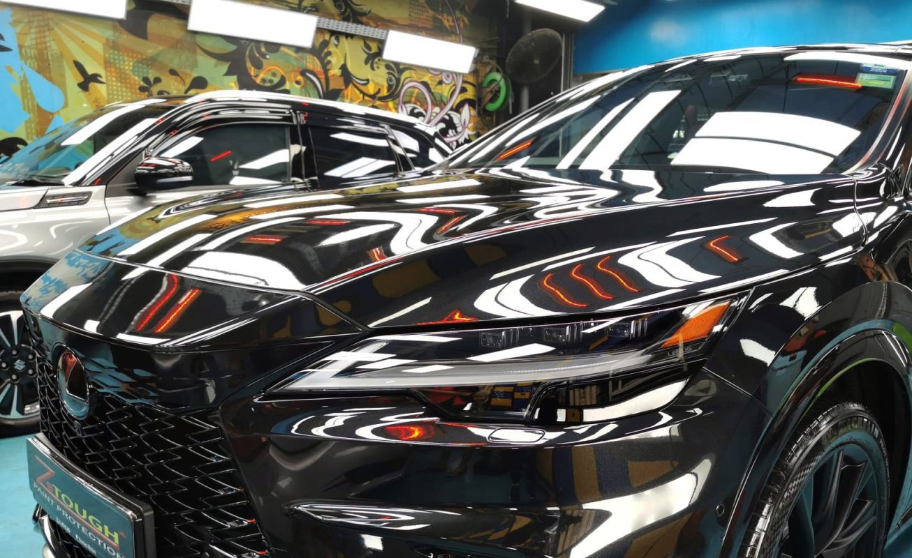 The Lexus RX500h from a side angle after the titanium coating.