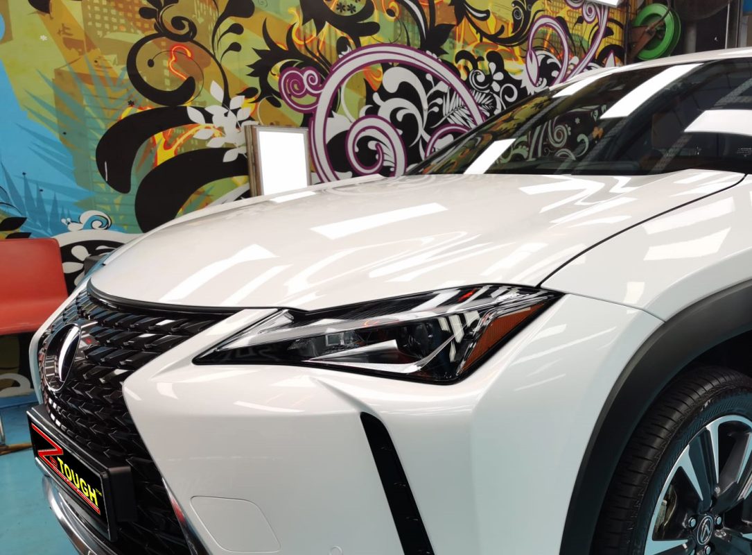 The Lexus UX250h from a side angle after the titanium coating.