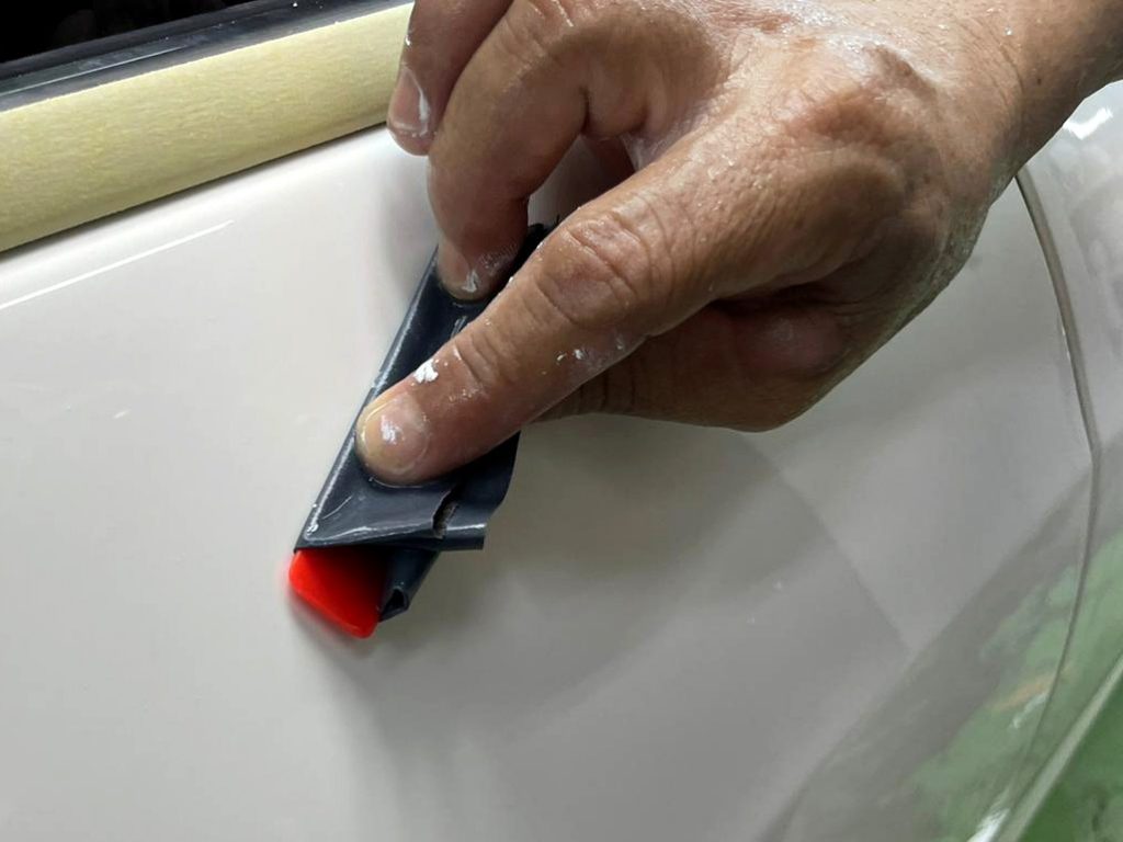 The Ghibli after spraying, being wet-sanded again for an even surface.