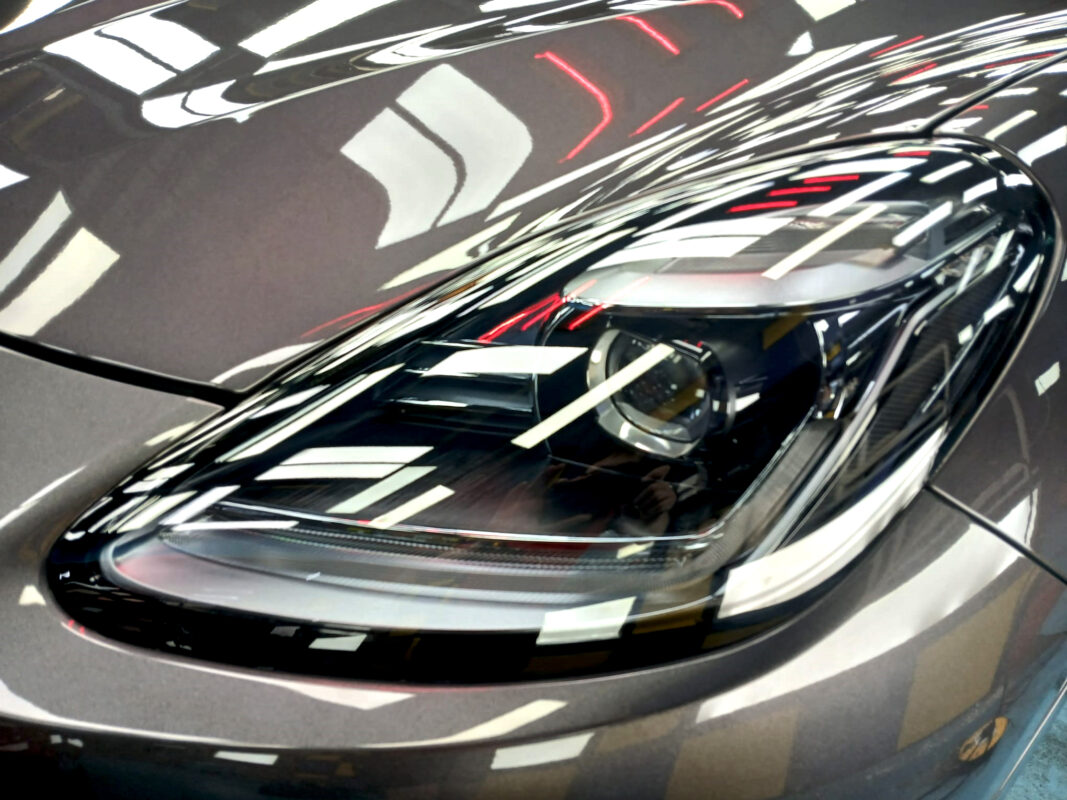 The Grecale's coated paintwork showing clean reflections.