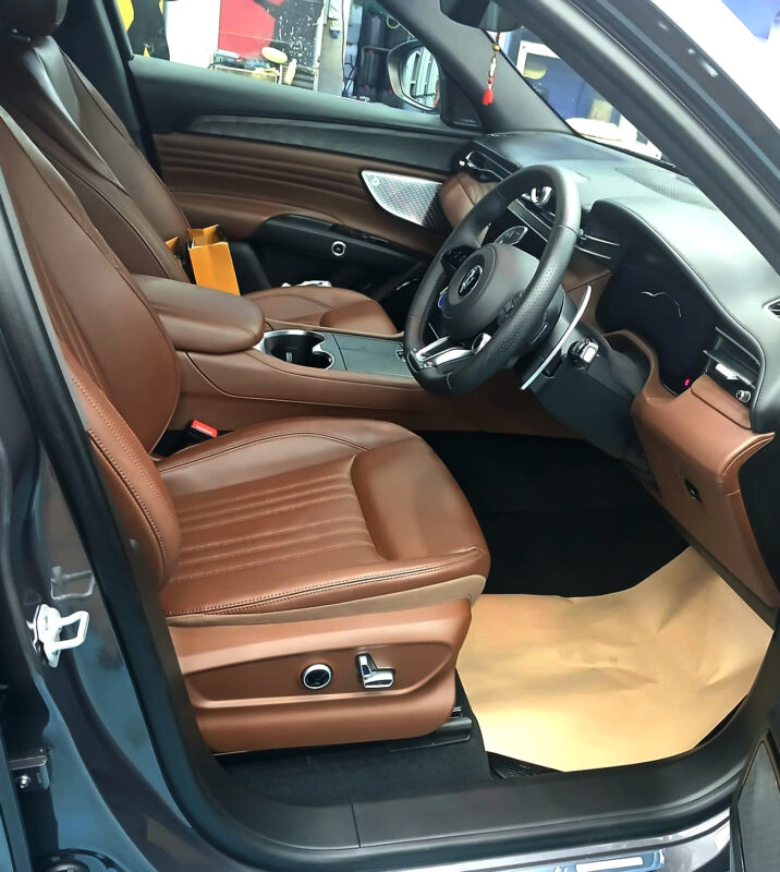 The Maserati Grecale parked in the workshop, freshly coated.