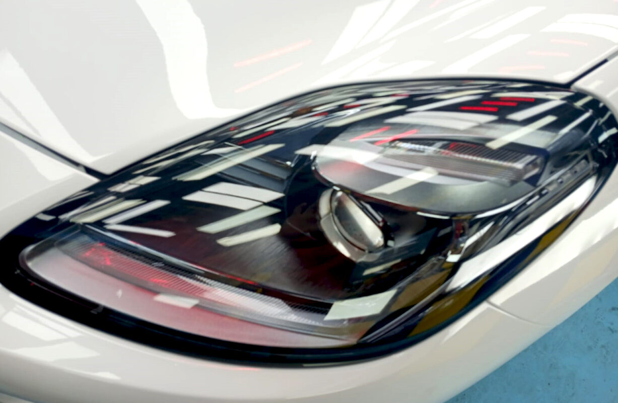The Grecale's coated paintwork showing clean reflections.