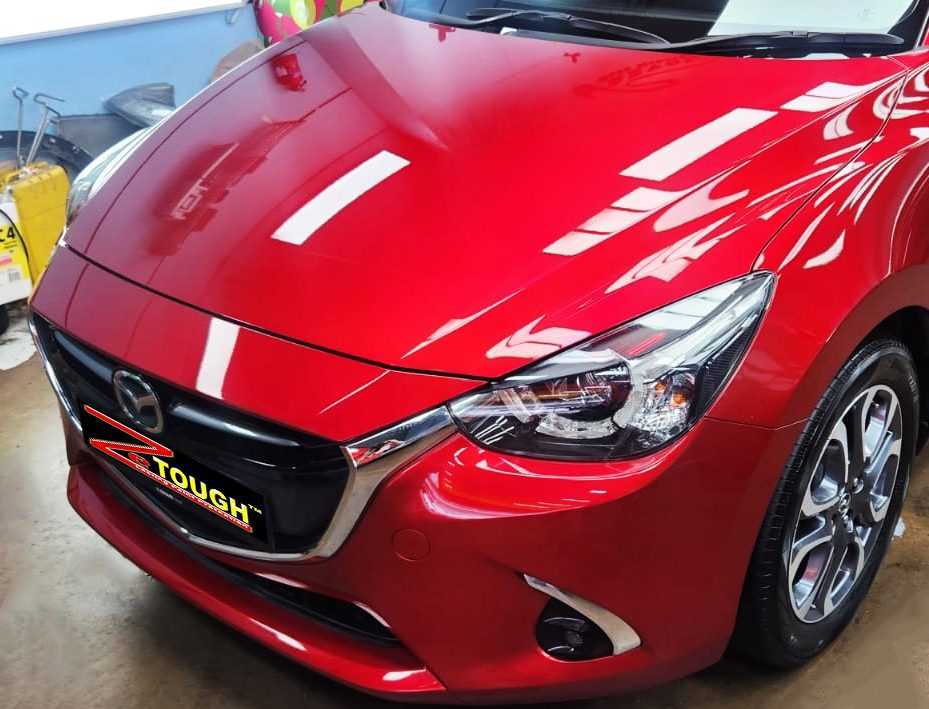 Side angle of the Mazda 2 after the ceramic coating.