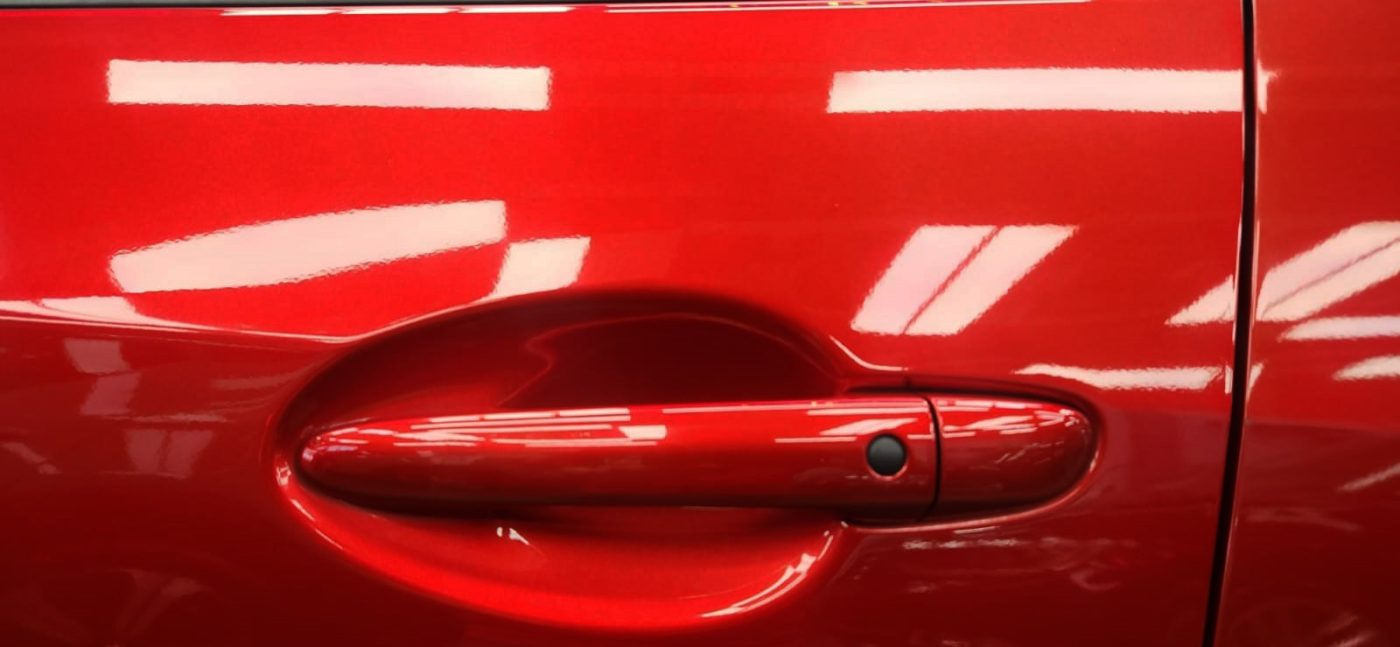 Side panel of the Mazda 2 with the ceramic finish locked in.