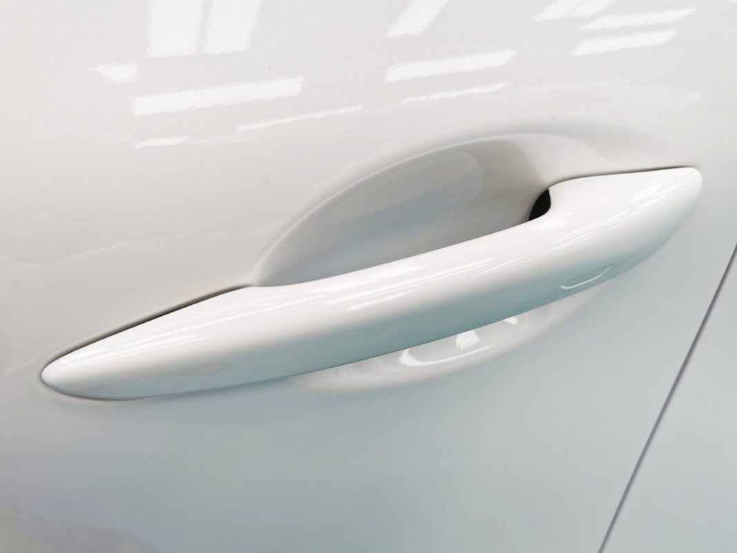 Front three-quarter view of the Mazda 3 after coating.