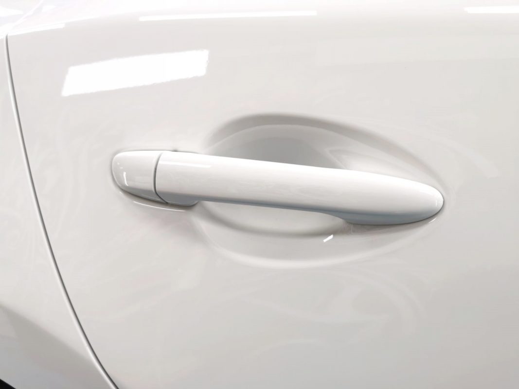 Front three-quarter view of the Mazda 3 after coating.