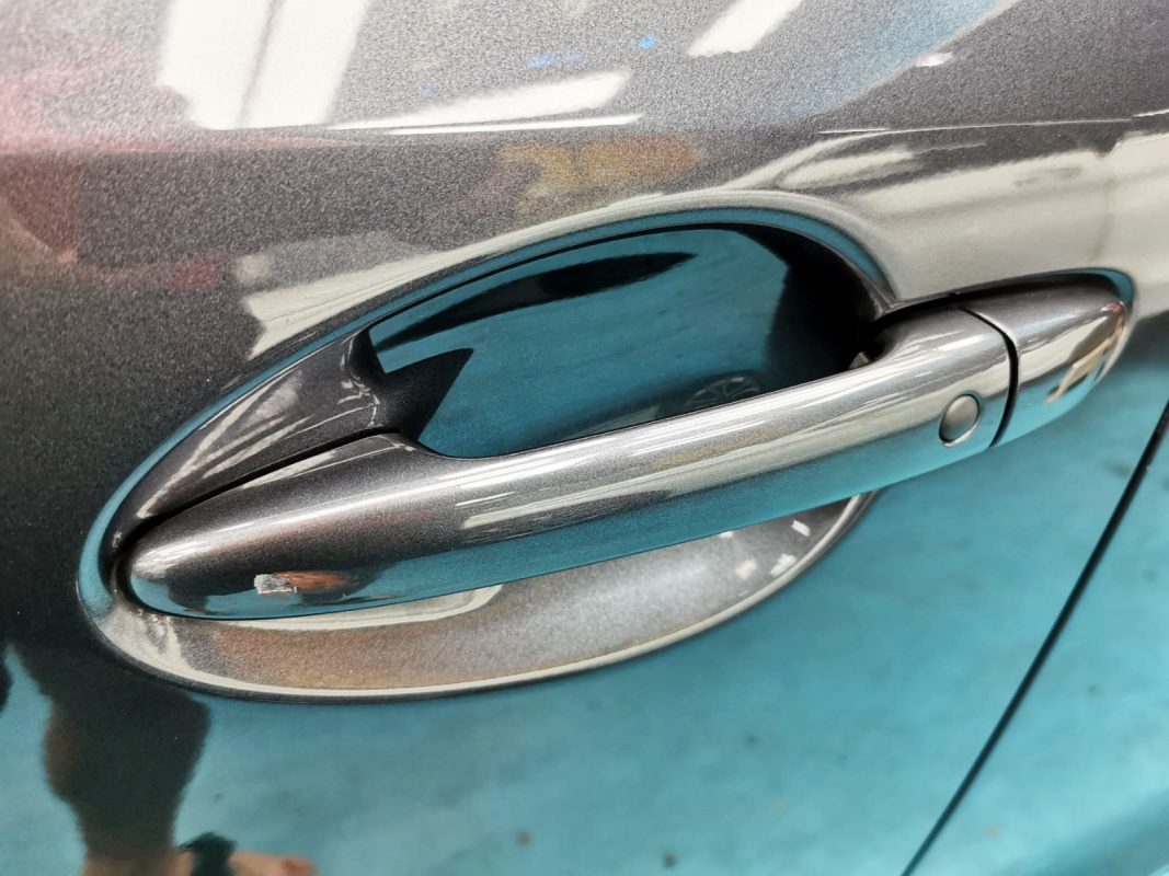 Front three-quarter view of the Mazda 3 after coating.