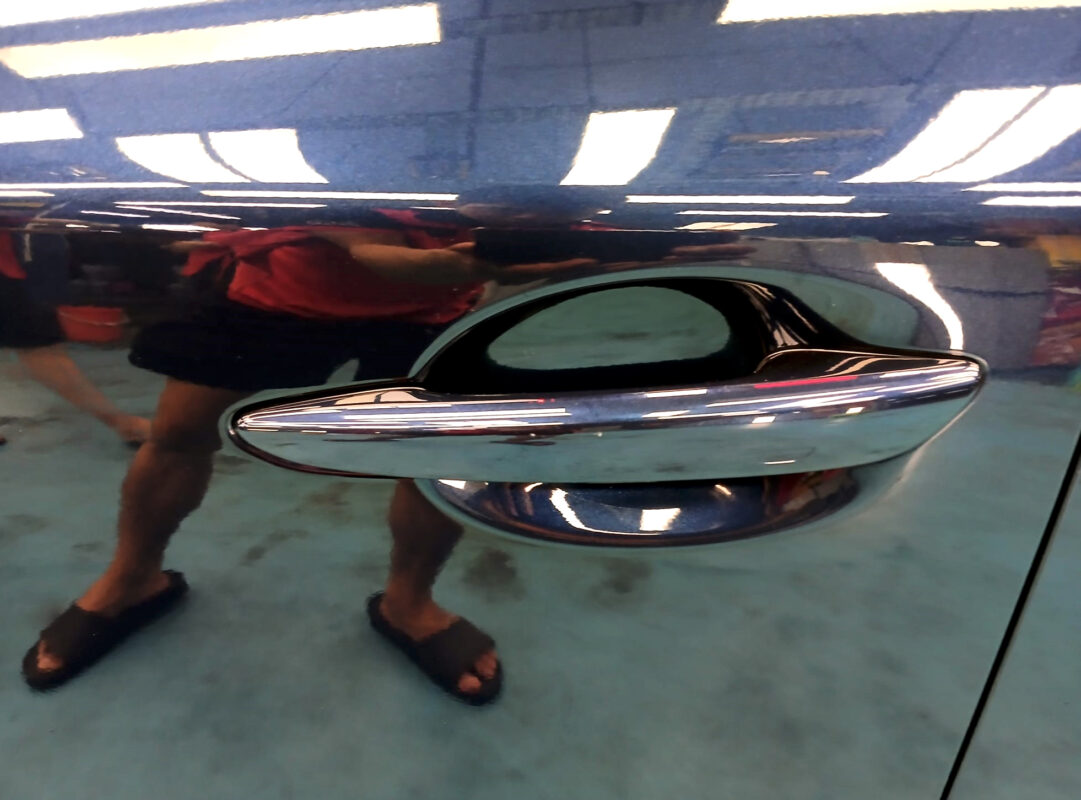 Front three-quarter view of the Mazda 3 after coating.