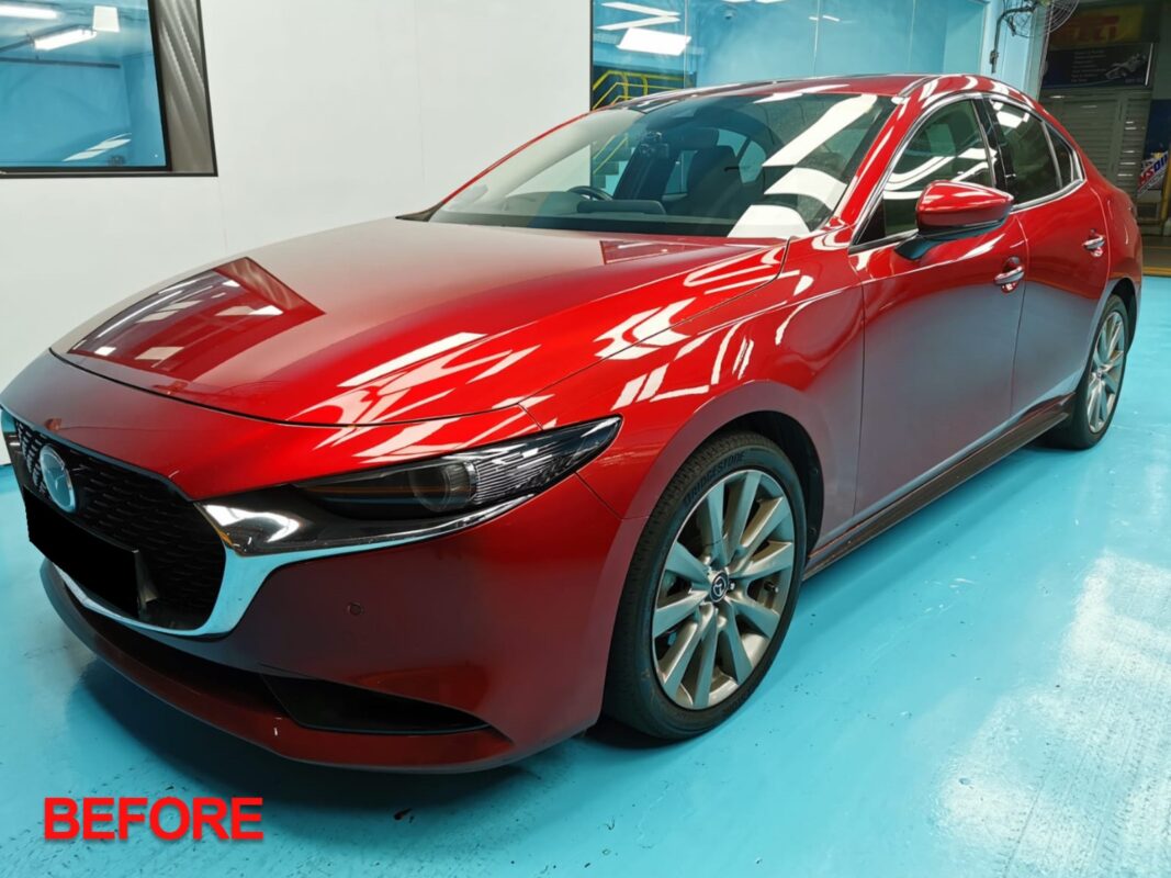 Mazda 3 in the Revol Carz workshop for a full respray.