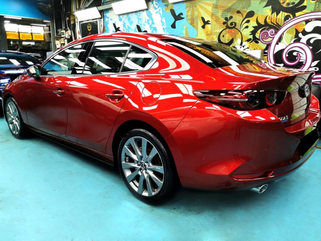 Bodywork on the Mazda 3 in progress.