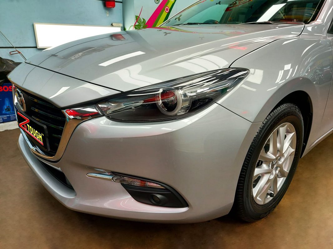 Side angle of the Mazda 3 after the ceramic coating.