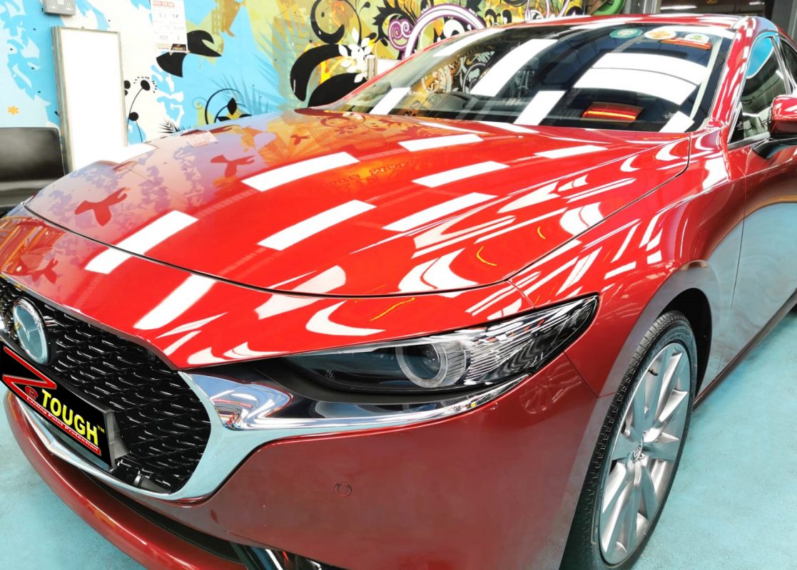 Side angle of the Mazda 3 after the ceramic coating.