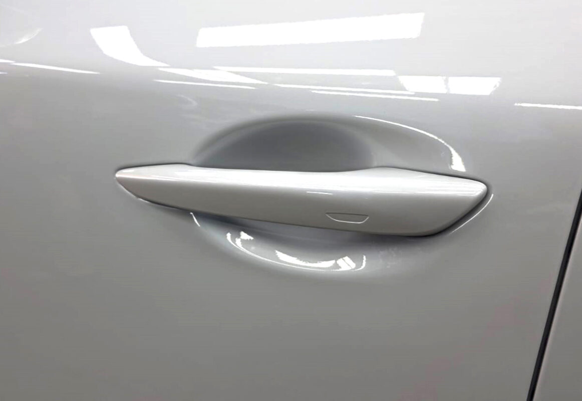 The coated paintwork of the Mazda 3, clean and sharp.