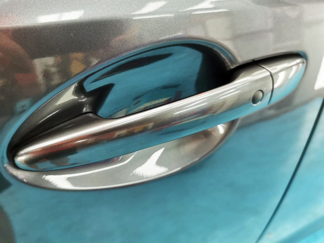Front three-quarter view of the Mazda 6 after coating.