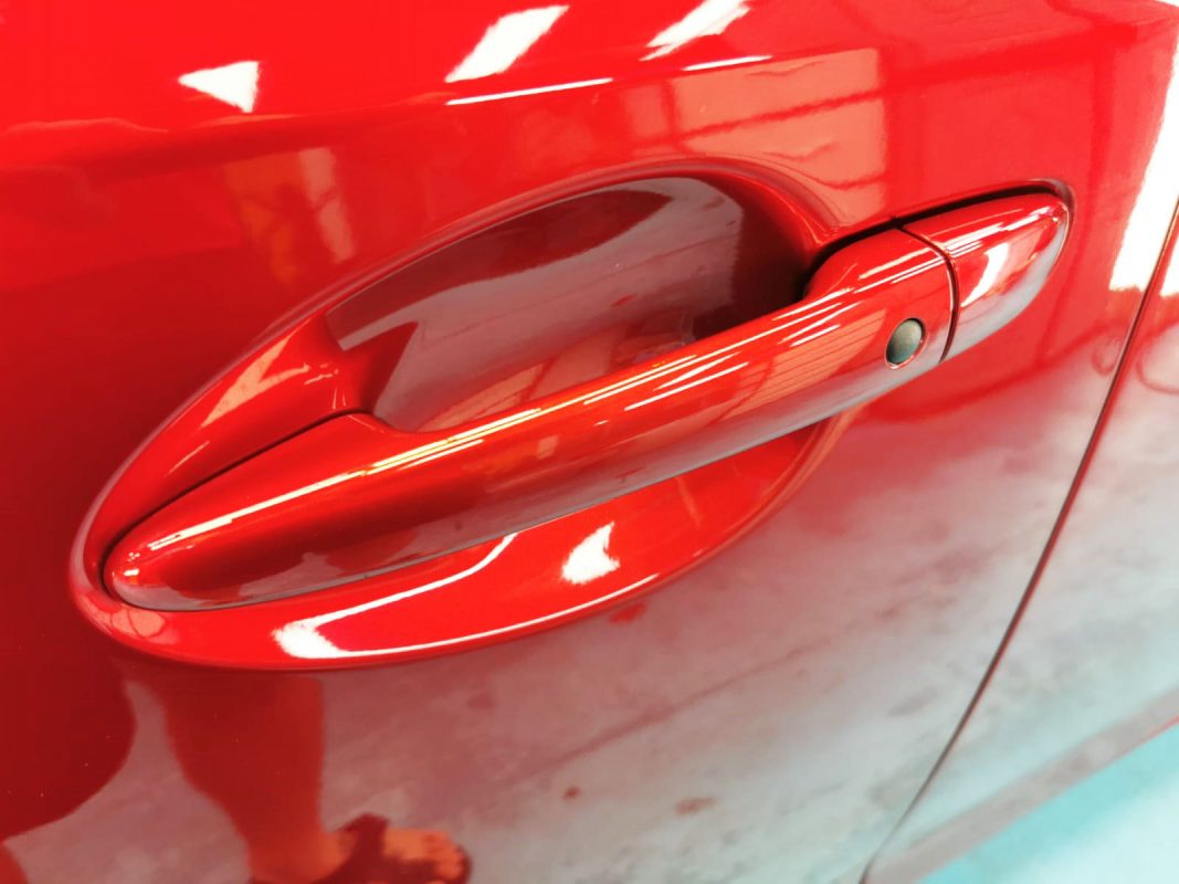 Front three-quarter view of the Mazda 6 after coating.