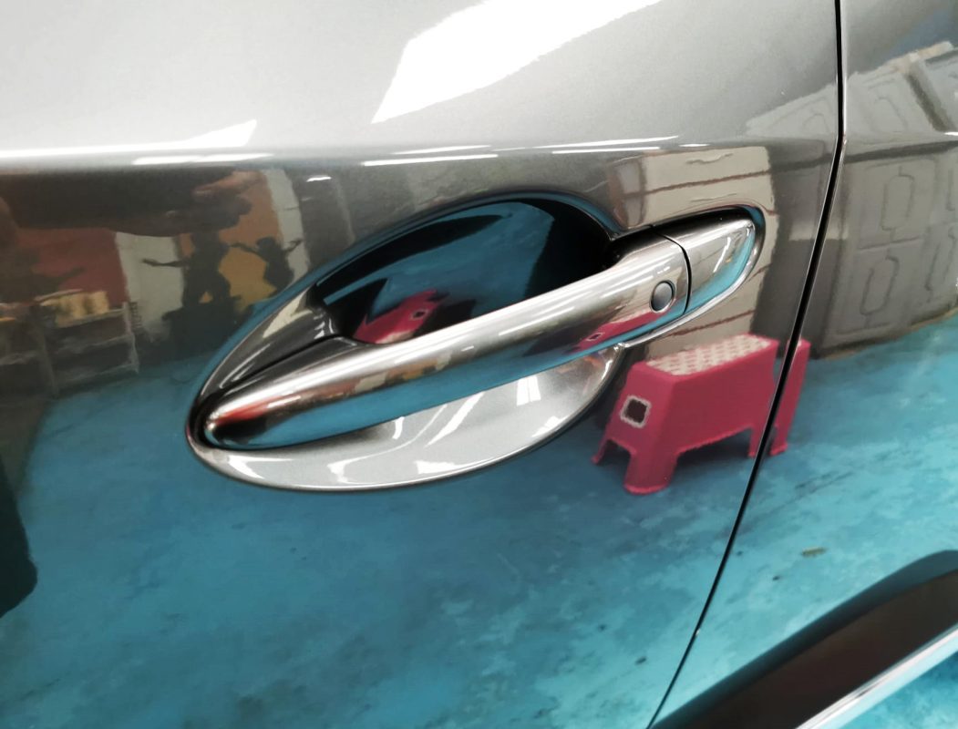 Front three-quarter view of the CX-3 after coating.