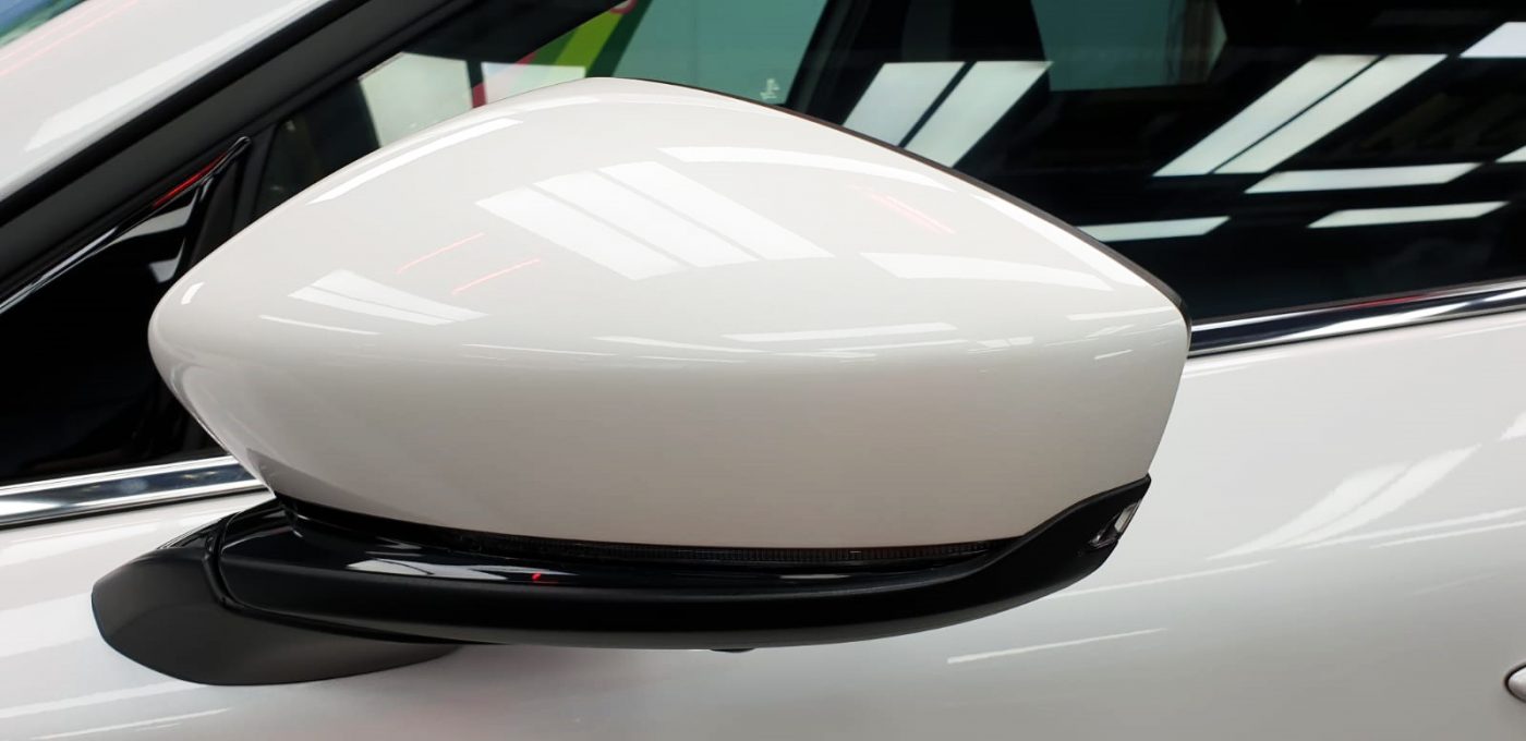 Side panel of the CX-30 with the titanium finish locked in.