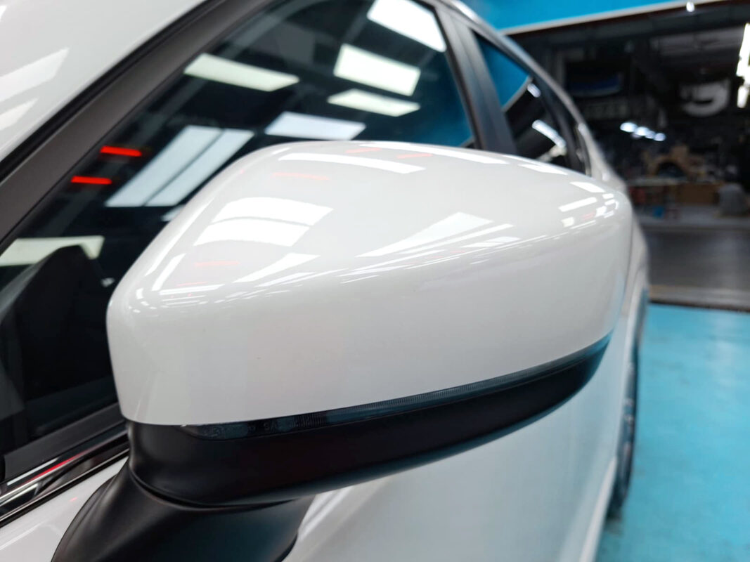 Side panel of the Mazda CX-5 with the titanium finish locked in.