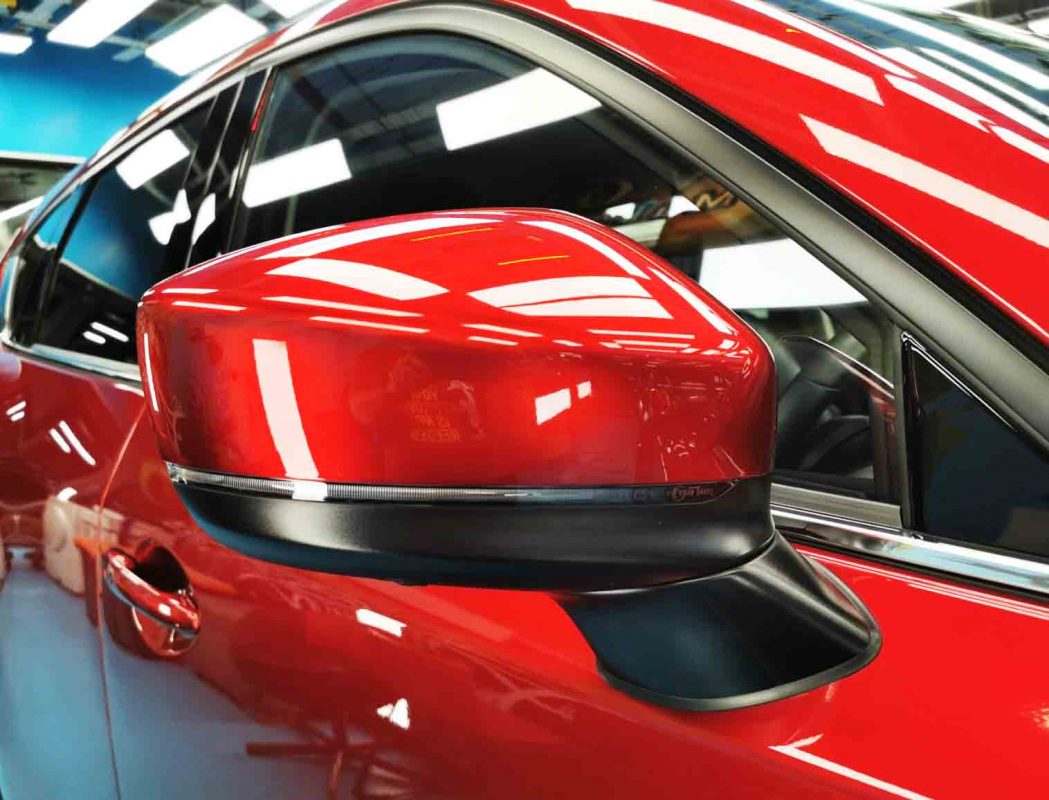 Side panel of the Mazda CX-5 with the titanium finish locked in.