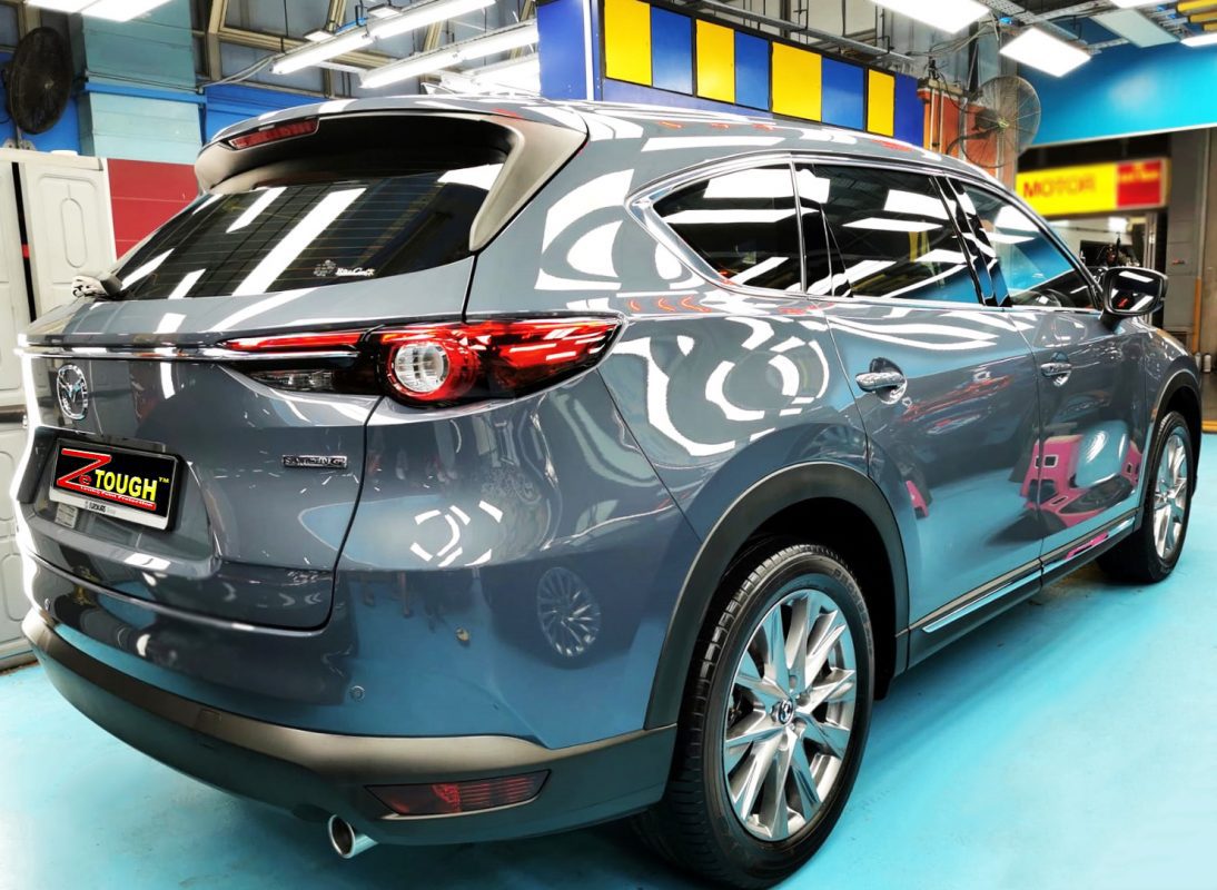 Rear quarter of the Mazda CX-8, glossy and protected.