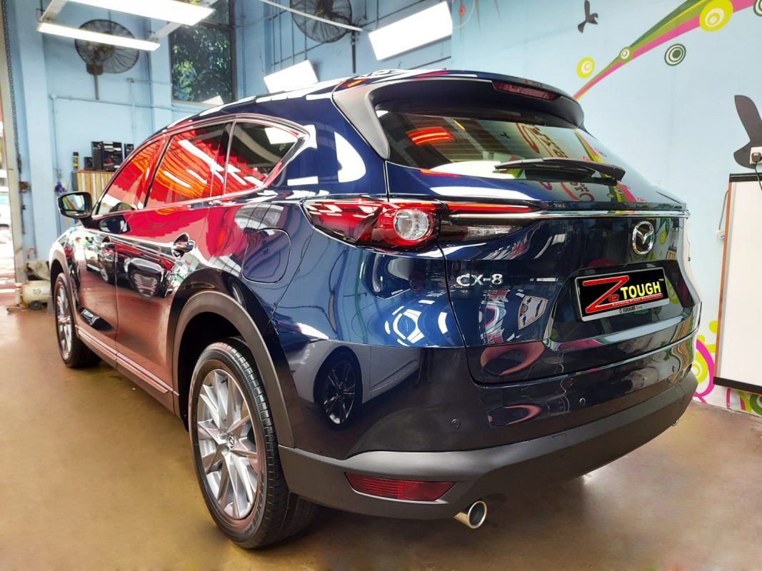 Rear quarter of the Mazda CX-8, glossy and protected.