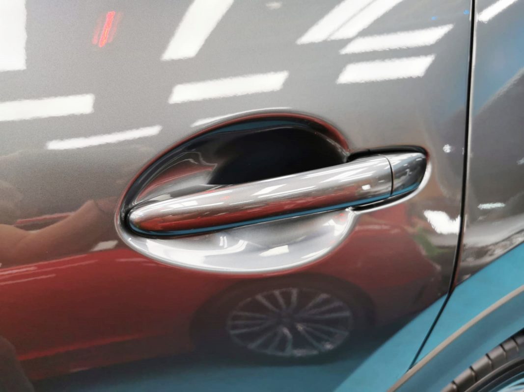 Front three-quarter view of the Mazda CX-8 after coating.