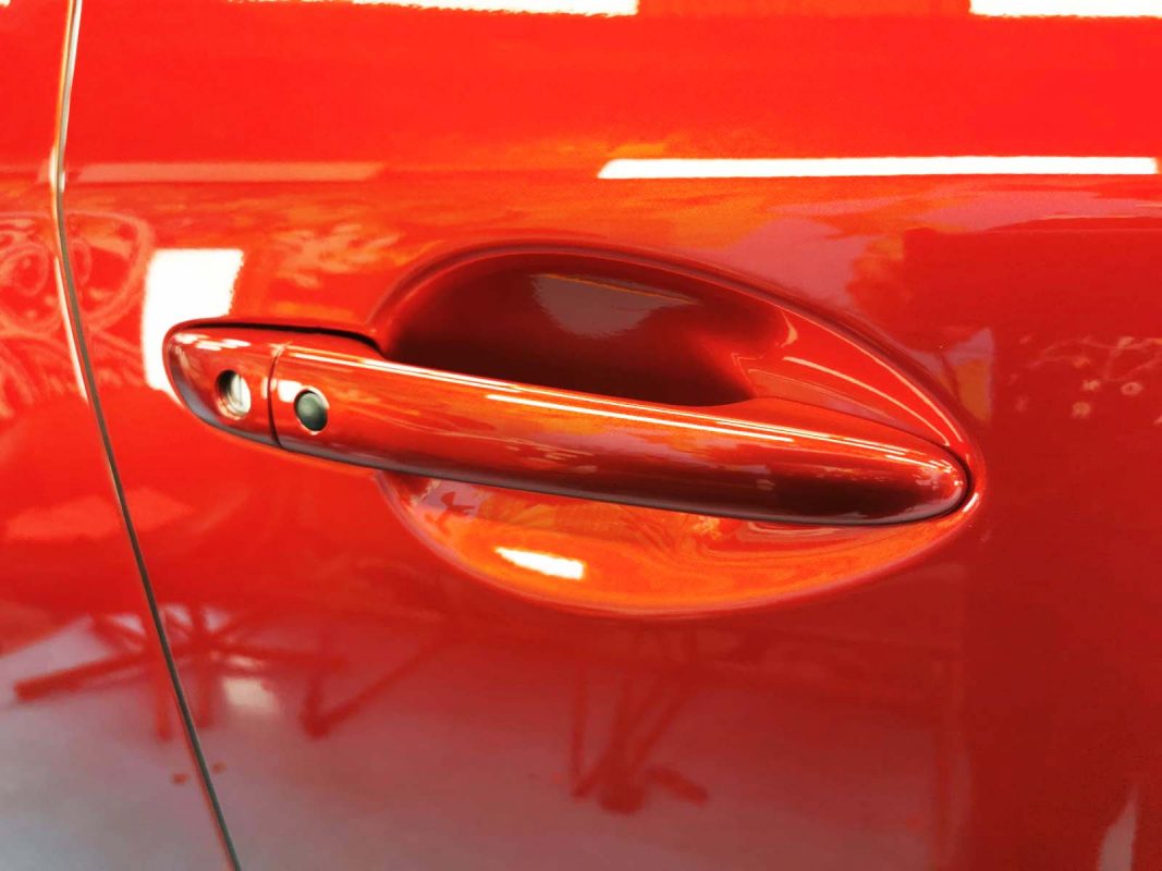Front three-quarter view of the CX-8 after coating.