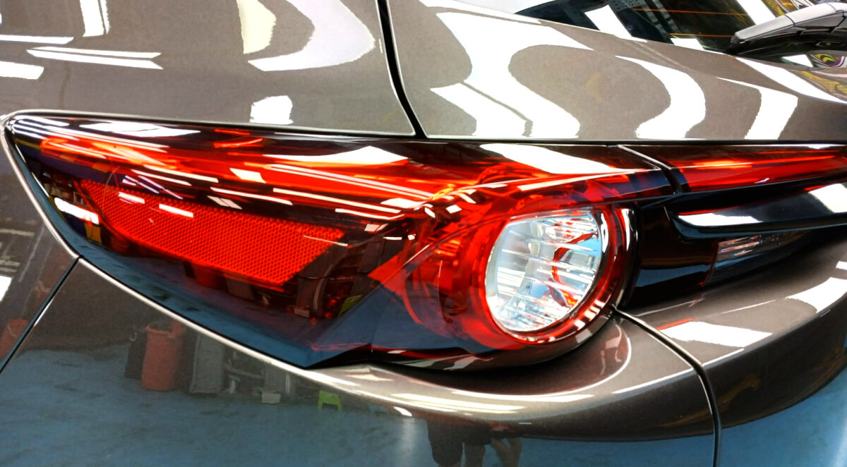 Front three-quarter view of the Mazda CX-9 after coating.