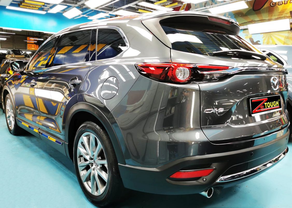 Rear quarter of the Mazda CX-9, glossy and protected.