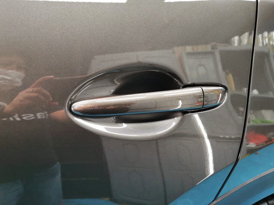 Front three-quarter view of the Mazda CX-8 after coating.