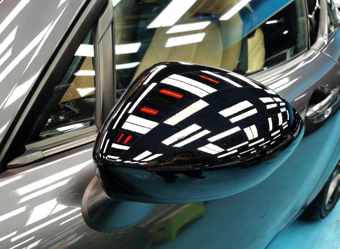 Side panel of the MX-5 with the ceramic finish locked in.