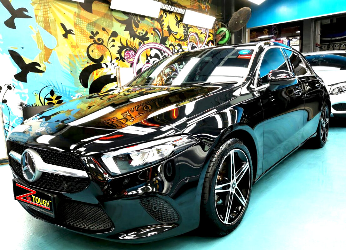 Mercedes-Benz A180, glossy after its ZeTough Ceramic coating.