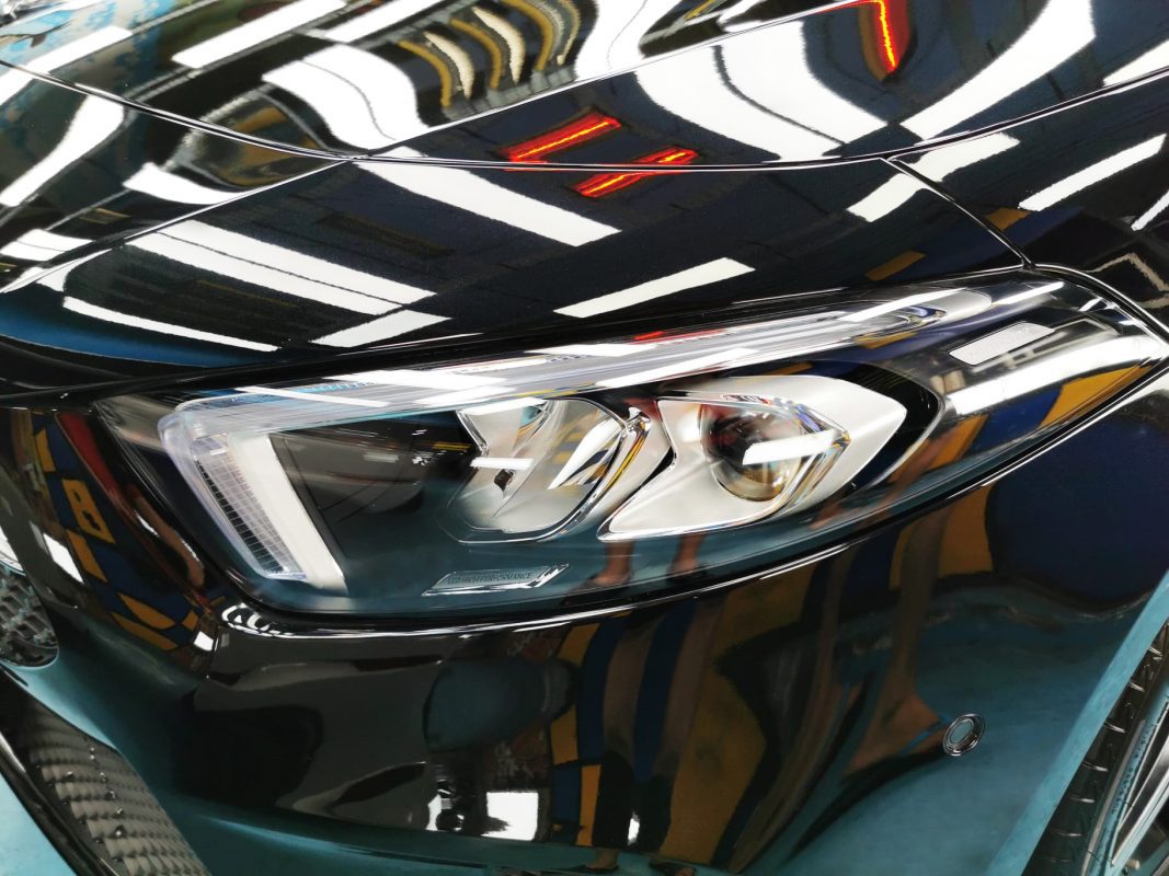 The A180's coated paintwork showing clean reflections.